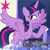 Size: 235x235 | Tagged: safe, edit, edited screencap, screencap, twilight sparkle, alicorn, pony, g4, shadow play, autograph, autograph meme, cropped, cutie map, donald trump, female, meme, shrug, signature, text, throne, twilight sparkle (alicorn)