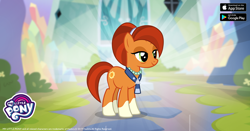 Size: 960x504 | Tagged: safe, gameloft, stellar flare, pony, unicorn, g4, official, the parent map, facebook, female, headband, jewelry, lidded eyes, mare, my little pony logo, necklace, solo
