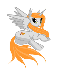 Size: 543x681 | Tagged: safe, artist:agdistis, oc, oc only, oc:ginger peach, alicorn, pony, alicorn oc, butt, cute, female, green eyes, horn, mare, on side, orange hair, plot, simple background, solo, thick, white background, wings