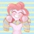 Size: 1536x1536 | Tagged: safe, artist:kurogewapony, pinkie pie, earth pony, pony, g4, clothes, cute, diapinkes, eyes closed, female, mare, one ear down, scarf, smiling, solo, striped background