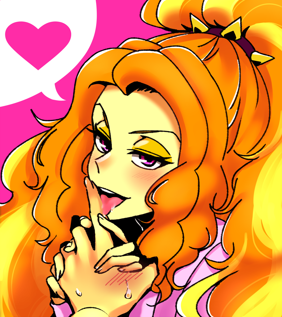 2250525 - safe, artist:raika0306, adagio dazzle, sunset shimmer, equestria  girls, anime, female, lesbian, licking, looking at you, offscreen  character, shipping, solo focus, sunsagio, tongue out - Derpibooru