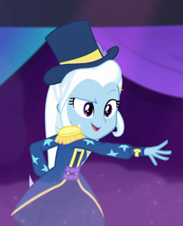 Size: 768x948 | Tagged: safe, screencap, trixie, equestria girls, equestria girls specials, g4, my little pony equestria girls: spring breakdown, cropped, epaulettes, female, hat, solo, top hat