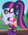Size: 657x803 | Tagged: safe, screencap, sci-twi, twilight sparkle, equestria girls, equestria girls series, g4, sunset's backstage pass!, spoiler:eqg series (season 2), clothes, collar, cropped, cute, female, forest, forest background, geode of telekinesis, glasses, hairclip, lidded eyes, logo, magical geodes, music festival outfit, ponytail, pouch, shirt, short sleeves, skirt, smiling, solo, twiabetes, wrist wraps