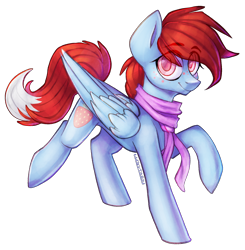 Size: 1908x1947 | Tagged: safe, artist:earthpone, oc, oc only, oc:jam fren, oc:strawberry jam, pegasus, pony, clothes, commission, female, full body, mare, scarf, simple background, solo, transparent background