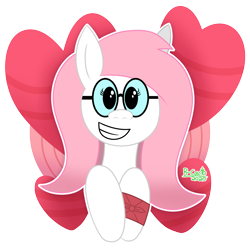 Size: 1700x1700 | Tagged: safe, alternate version, artist:b-cacto, oc, oc only, oc:sugar morning, pony, glasses, heart, looking at you, simple background, solo, transparent background