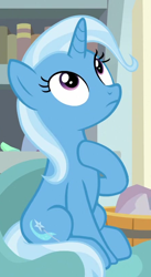 Size: 444x808 | Tagged: safe, screencap, trixie, pony, a horse shoe-in, g4, cropped, female, hoof on chest, looking up, solo