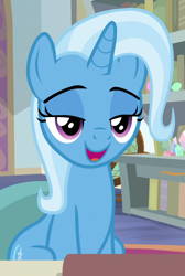 Size: 670x996 | Tagged: safe, screencap, trixie, pony, a horse shoe-in, g4, cropped, female, lidded eyes, solo