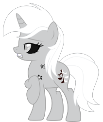 Size: 2242x2650 | Tagged: safe, artist:mint-light, artist:rukemon, oc, oc only, oc:neigh-jing, pony, unicorn, base used, black sclera, commission, female, high res, mare, raised hoof, simple background, solo, tattoo, transparent background