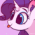 Size: 500x500 | Tagged: safe, artist:lollipony, part of a set, rarity, pony, unicorn, :p, animated, bust, cute, ear fluff, female, mare, portrait, purple background, raribetes, raspberry, raspberry noise, silly, silly pony, simple background, solo, spit, tongue out