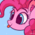 Size: 500x500 | Tagged: safe, artist:lollipony, part of a set, pinkie pie, earth pony, pony, g4, :p, animated, blue background, bust, cute, diapinkes, ear fluff, female, mare, portrait, raspberry, raspberry noise, silly, silly pony, simple background, solo, spit, tongue out