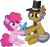 Size: 7443x6944 | Tagged: safe, artist:cyanlightning, igneous rock pie, pinkie pie, earth pony, pony, g4, .svg available, absurd resolution, blank flank, duo, ear fluff, eyes closed, father and child, father and daughter, female, filly, filly pinkie pie, hat, holding a present, holding a rock, lidded eyes, male, present, rock, simple background, sitting, smiling, stallion, transparent background, upsies, vector, younger