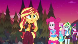 Size: 1920x1080 | Tagged: safe, screencap, fluttershy, pinkie pie, rainbow dash, sci-twi, sunset shimmer, twilight sparkle, equestria girls, equestria girls specials, g4, my little pony equestria girls: better together, my little pony equestria girls: sunset's backstage pass, female, music festival outfit
