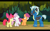 Size: 1440x900 | Tagged: safe, screencap, apple bloom, scootaloo, sweetie belle, thunderlane, earth pony, pegasus, pony, unicorn, g4, marks and recreation, my little pony: friendship is magic, clothes, cutie mark crusaders, faic, female, filly, foal, group, male, quartet, stallion, uniform, wonderbolts uniform