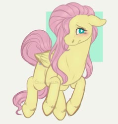 Size: 1900x2000 | Tagged: safe, artist:escuincle, fluttershy, pegasus, pony, g4, blushing, cute, female, floppy ears, hair over one eye, mare, shyabetes, signature, simple background, solo