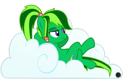 Size: 4500x3000 | Tagged: safe, artist:mythilas, oc, oc only, oc:vivid hues, pegasus, pony, arm behind head, chillax, chillaxing, cloud, relaxing, simple background, smiling, solo, transparent background