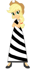 Size: 1024x2070 | Tagged: safe, artist:cartoonmasterv3, applejack, zebra, equestria girls, g4, applejack also dresses in style, crossed arms, female, long dress, simple background, solo, transparent background, vector, zebra dress