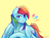 Size: 1024x768 | Tagged: safe, artist:archiblitz, rainbow dash, pony, g4, female, simple background, solo, yellow background