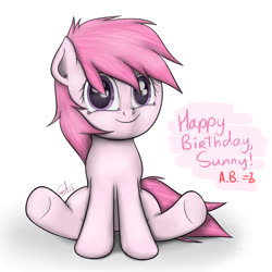 Size: 1000x1000 | Tagged: safe, artist:eternyan, oc, oc only, earth pony, pony, happy birthday, simple background, solo