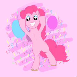 Size: 2000x2000 | Tagged: safe, artist:eternyan, pinkie pie, earth pony, pony, g4, balloon, female, happy, high res, solo