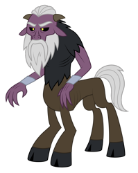 Size: 1280x1608 | Tagged: safe, artist:aleximusprime, idw, sendak the elder, centaur, flurry heart's story, fiendship is magic, beard, cloven hooves, elderly, facial hair, horns, hunched over, male, old, simple background, small horns, solo, thin, transparent background, wrist cuffs