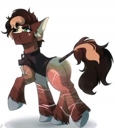 Size: 1280x1421 | Tagged: safe, artist:tigra0118, oc, oc only, earth pony, pony, clothes, commission, commissions open, jacket, looking at someone, male, scared, solo, stallion, unshorn fetlocks, walking away