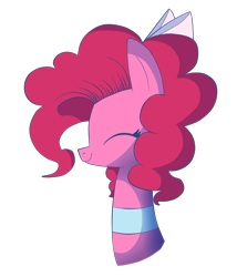 Size: 1204x1408 | Tagged: safe, artist:cookie-and-her-foxes, pinkie pie, earth pony, pony, g4, bow, bust, choker, cute, diapinkes, eyes closed, female, hair bow, mare, portrait, profile, smiling, solo