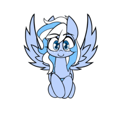 Size: 2000x2000 | Tagged: safe, artist:nekro-led, part of a set, oc, oc only, oc:falling skies, pegasus, pony, animated, cute, flight cycle, gif, high res, looking at you, loop, simple background, smiling, solo, white background, ych result