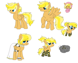 Size: 1052x860 | Tagged: safe, artist:dudleybrittany1399, artist:selenaede, oc, oc only, oc:rumble bumble bee, pegasus, pony, baby, baby pony, base used, choker, clothes, dress, eyes closed, female, filly, flying, grin, magical lesbian spawn, male, mare, offspring, parent:rainbow dash, parent:spitfire, parents:spitdash, raised hoof, rule 63, simple background, smiling, socks, solo, stallion, striped socks, white background