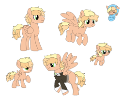 Size: 1052x860 | Tagged: safe, artist:dudleybrittany1399, artist:selenaede, oc, oc only, oc:sun splasher, pegasus, pony, baby, baby pony, base used, blank flank, bowtie, clothes, colt, female, flower, flying, freckles, magical lesbian spawn, male, mare, offspring, parent:applejack, parent:rainbow dash, parents:appledash, raised hoof, rule 63, simple background, solo, stallion, suit, tuxedo, white background