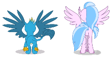 Size: 231x121 | Tagged: safe, artist:twilight-twinkle, gallus, silverstream, g4, butt, female, gallass, low quality, male, picture for breezies, plot, plot pair, rear view, simple background, streambutt, white background
