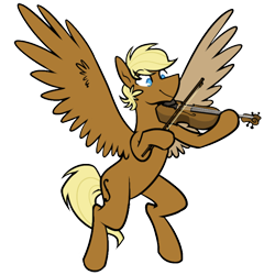 Size: 3200x3200 | Tagged: safe, artist:egophiliac, edit, editor:ciaran, oc, oc only, oc:sharp note, pegasus, pony, 2020 community collab, derpibooru community collaboration, bipedal, commission, cute, fiddle, high res, hoof hold, music, musical instrument, simple background, smiling, solo, spread wings, transparent background, violin, wings