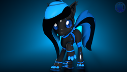 Size: 3840x2160 | Tagged: safe, artist:technickarts, oc, oc only, oc:atrina, original species, pony, robot, robot pony, 3d, adorable face, claws, cute, ear fluff, high res, mirror, shiny, source filmmaker, spikes, volumetric light, watermark, weapons-grade cute