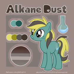 Size: 894x894 | Tagged: safe, artist:partypievt, oc, oc only, oc:alkane dust, earth pony, pony, earth pony oc, female, reference sheet, solo