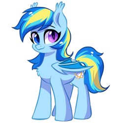 Size: 1200x1200 | Tagged: safe, artist:oofycolorful, oc, oc only, bat pony, pony, 2020 community collab, derpibooru community collaboration, bat pony oc, heterochromia, multicolored hair, simple background, solo, standing, transparent background