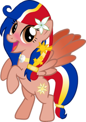 Size: 1280x1806 | Tagged: safe, artist:crisostomo-ibarra, oc, oc only, oc:pearl shine, pegasus, pony, cute, flower, flower in hair, looking at you, ocbetes, philippines, ponified, raised hoof, solo, vector