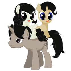 Size: 1500x1500 | Tagged: safe, artist:archooves, oc, oc:archooves, oc:dio, oc:marie, earth pony, pegasus, pony, unicorn, 2020 community collab, derpibooru community collaboration, family, female, filly, simple background, transparent background