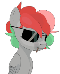 Size: 592x734 | Tagged: safe, artist:coffeeponee, oc, oc only, oc:coffeeflower, pegasus, pony, cigar, female, mare, simple background, solo, sunglasses, transparent background