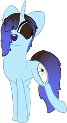 Size: 973x1779 | Tagged: safe, artist:ceemakesstuff, oc, oc only, oc:cee, pony, unicorn, 2020 community collab, derpibooru community collaboration, eye clipping through hair, no pupils, simple background, smiling, solo, transparent background
