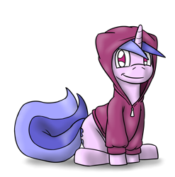 Size: 3508x3553 | Tagged: safe, artist:timsplosion, sea swirl, seafoam, pony, unicorn, g4, background pony, clothes, commission, female, high res, hoodie, mare, simple background, sitting, smiling, transparent background