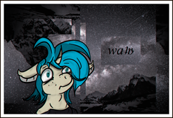 Size: 2010x1370 | Tagged: safe, artist:wata, oc, oc only, oc:wata, pony, unicorn, curved horn, frown, horn, messy hair, solo