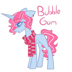 Size: 900x900 | Tagged: safe, artist:fallen--fate, oc, oc only, oc:bubble gum, pony, unicorn, blank flank, clothes, colored pupils, ear piercing, earring, jewelry, male, offspring, parent:pinkie pie, parent:pokey pierce, parents:pokeypie, piercing, scarf, simple background, solo, stallion, tired eyes, transparent background