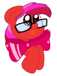 Size: 226x301 | Tagged: safe, artist:itsnovastarblaze, artist:swivel starsong, oc, oc only, oc:ruby star, earth pony, pony, bowtie, cute, glasses, male, ocbetes, simple background, solo, stallion, tongue out, transparent background