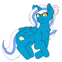 Size: 500x500 | Tagged: safe, artist:cute-little-star, oc, oc only, oc:fleurbelle, alicorn, pony, adorabelle, alicorn oc, bow, cheek fluff, chest fluff, chibi, cute, ear fluff, female, hair bow, horn, mare, simple background, smiling, solo, sweet, transparent background, yellow eyes