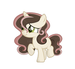 Size: 972x890 | Tagged: safe, artist:budgie--boye, artist:rainbowpawsarts, oc, oc:sugar cone, pony, unicorn, alternate universe, base used, female, filly, hair over one eye, offspring, parent:button mash, parent:sweetie belle, parents:sweetiemash, raised hoof, simple background, transparent background