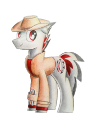 Size: 831x1164 | Tagged: safe, artist:rsd500, oc, oc only, oc:rsd500, earth pony, pony, 2020 community collab, derpibooru community collaboration, clothes, hat, png, ponysona, simple background, solo, traditional art, transparent background