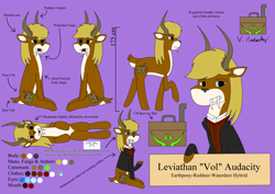 Size: 3508x2480 | Tagged: safe, oc, oc:leviathan "vol" audacity, deer, hybrid, original species, high res, reference sheet, solo