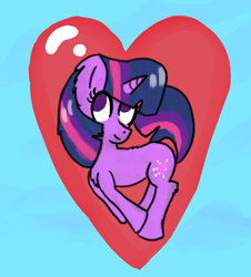 Size: 1506x1664 | Tagged: safe, artist:llamalauncher, twilight sparkle, pony, g4, female, heart, solo