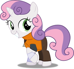 Size: 3214x3000 | Tagged: safe, artist:dashiesparkle edit, edit, editor:crisx284, sweetie belle, pony, g4, digimon, digimon tamers, female, henry wong, high res, simple background, solo, transparent background