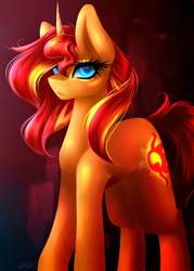 Size: 2000x2800 | Tagged: safe, artist:purediamond360, sunset shimmer, pony, unicorn, g4, colored pupils, female, high res, mare, solo