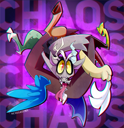Size: 1919x1974 | Tagged: safe, artist:nekosnicker, discord, draconequus, chromatic aberration, looking at you, male, open mouth, smiling, solo